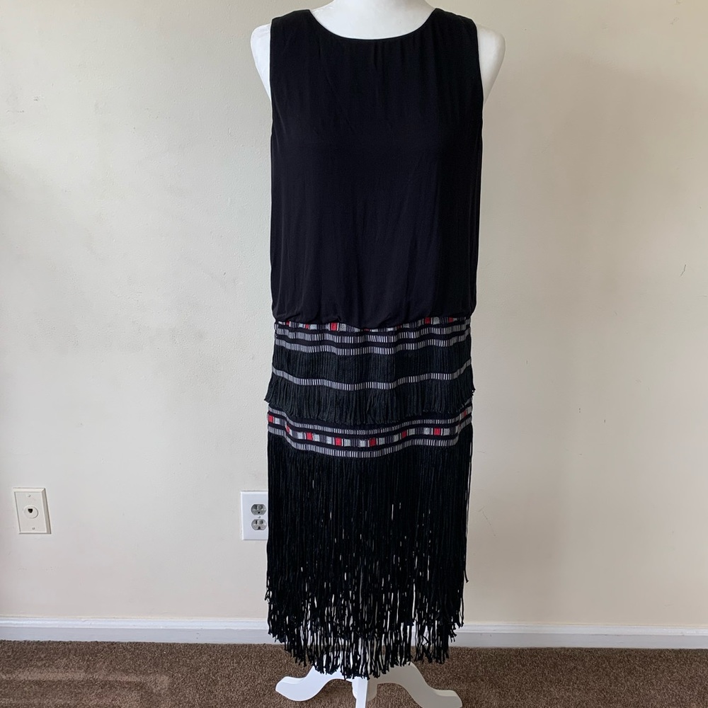 Twelfth St Black Flapper Dress Sz 8